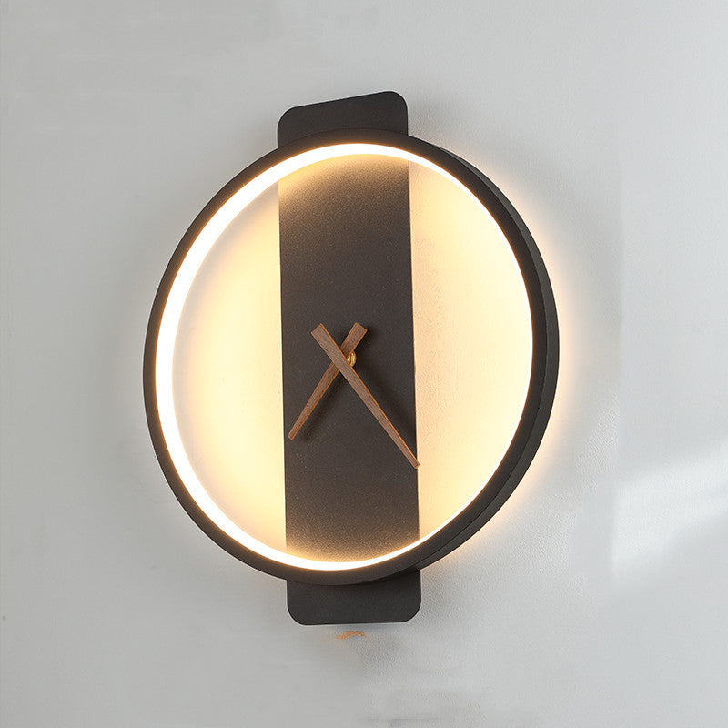 Nordic Wall Lamp with Clock – Bedroom Bedside Lighting