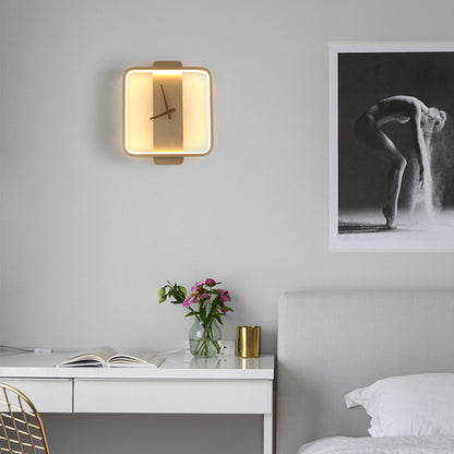 Nordic Wall Lamp with Clock – Bedroom Bedside Lighting