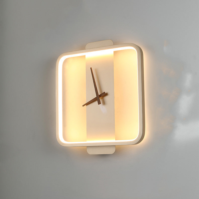 Nordic Wall Lamp with Clock – Bedroom Bedside Lighting