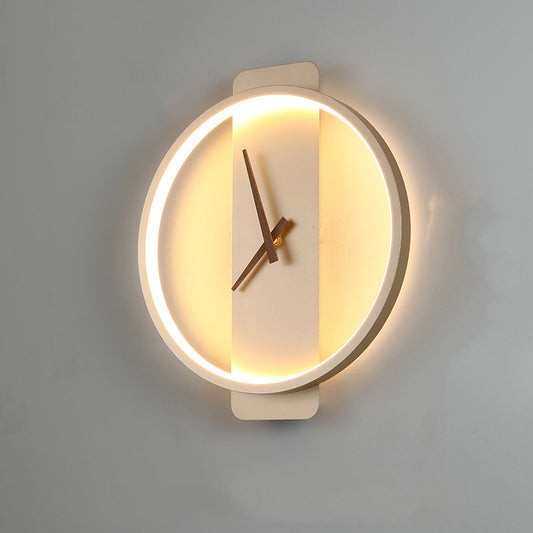 Nordic Wall Lamp with Clock – Bedroom Bedside Lighting