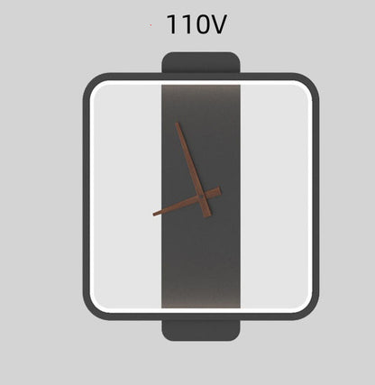 Nordic Wall Lamp with Clock – Bedroom Bedside Lighting