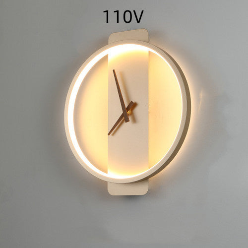 Nordic Wall Lamp with Clock – Bedroom Bedside Lighting