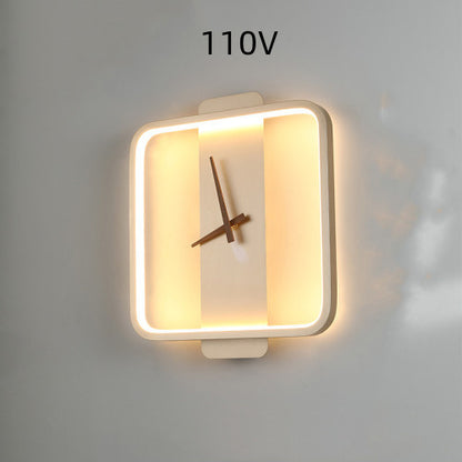 Nordic Wall Lamp with Clock – Bedroom Bedside Lighting