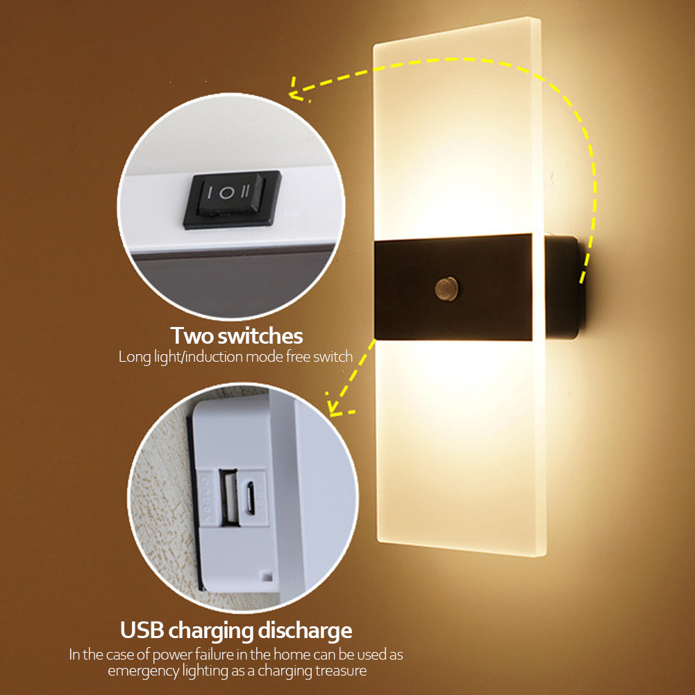 Indoor Motion-Sensing USB Rechargeable Wall Lamp