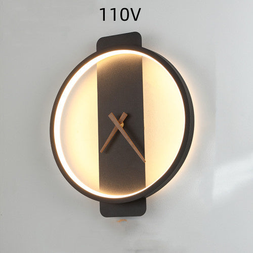 Nordic Wall Lamp with Clock – Bedroom Bedside Lighting